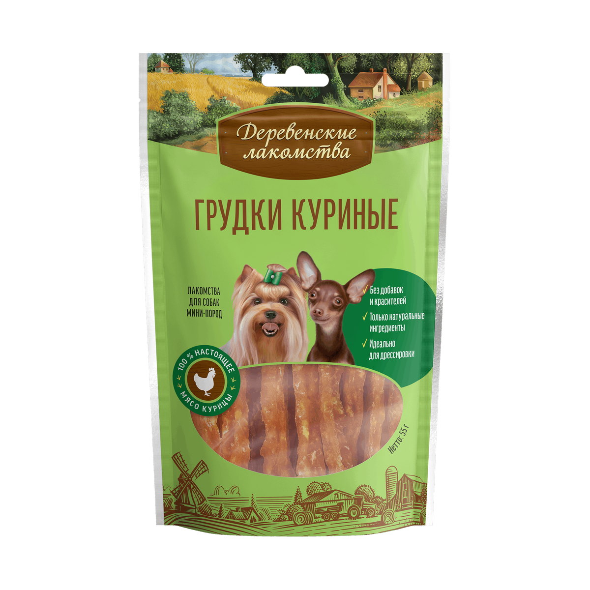 Упаковка Деревенские лакомства Лакомство Грудки куриные для собак миниатюрных пород
