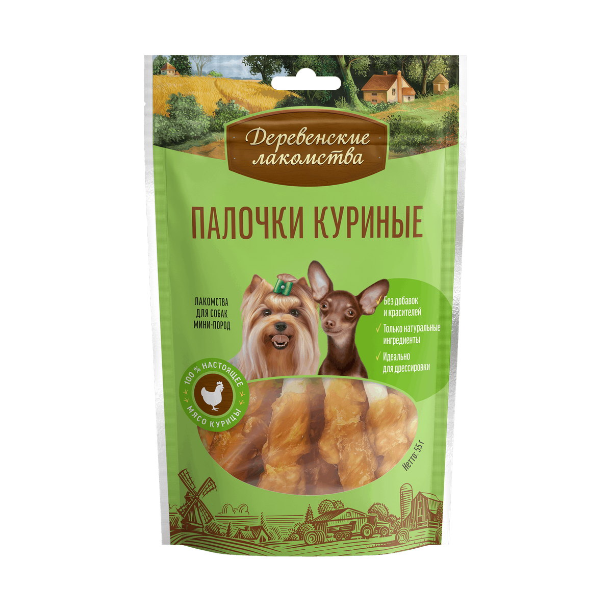 Упаковка Деревенские лакомства Лакомство Палочки куриные для собак мелких пород